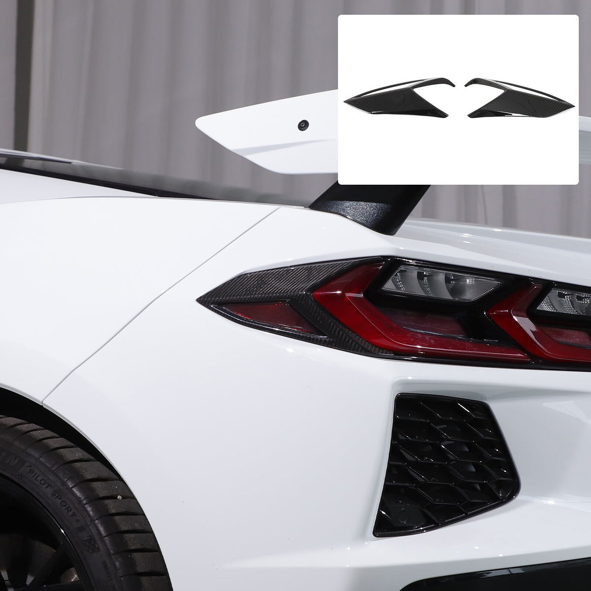Real Carbon Fiber Rear Taillight Side Trim Cover for Corvette C8 2020+ US 21