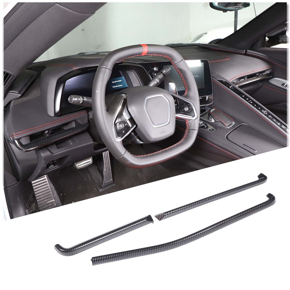 Carbon Fiber ABS Interior Full Decor Cover Trim Kit For Corvette C8 2020-2025 - Styles 1-5 53