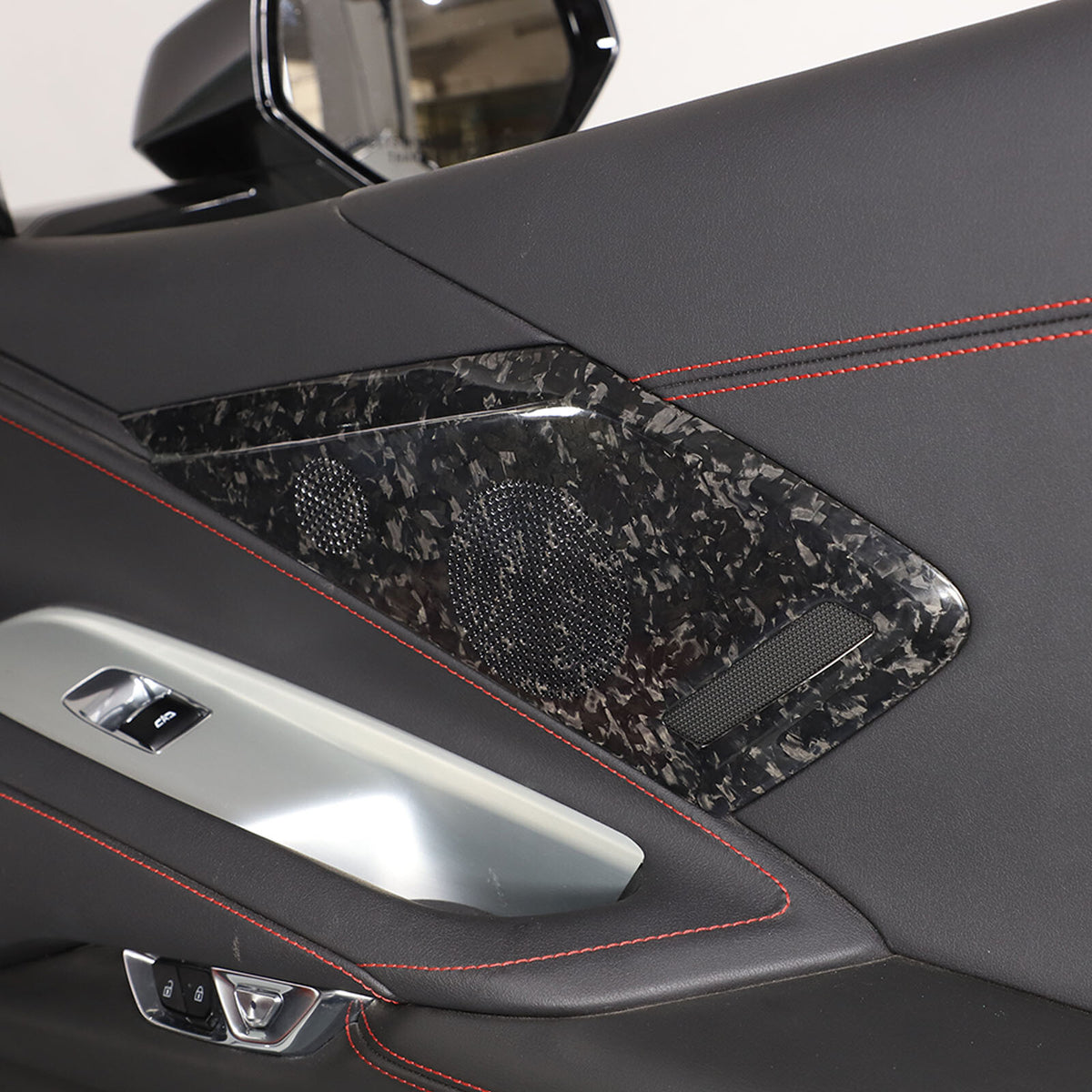 Forged Real Carbon Fiber Door Sound Speaker Cover Trim For 2020-26 C8 Corvette 1