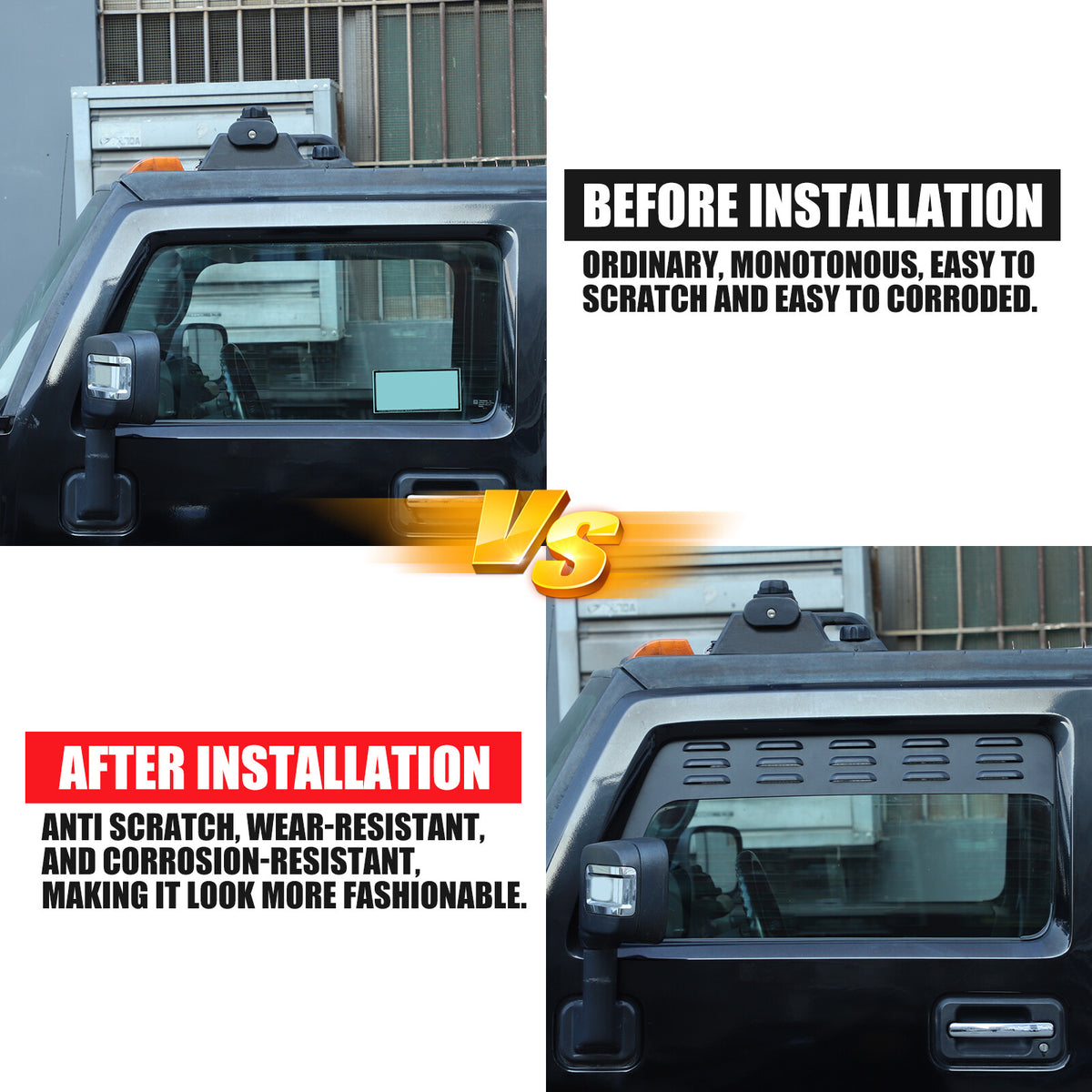 Front & Rear Window Glass Louver Air Vent Panel Trim For Hummer H2 2003-09 US 3