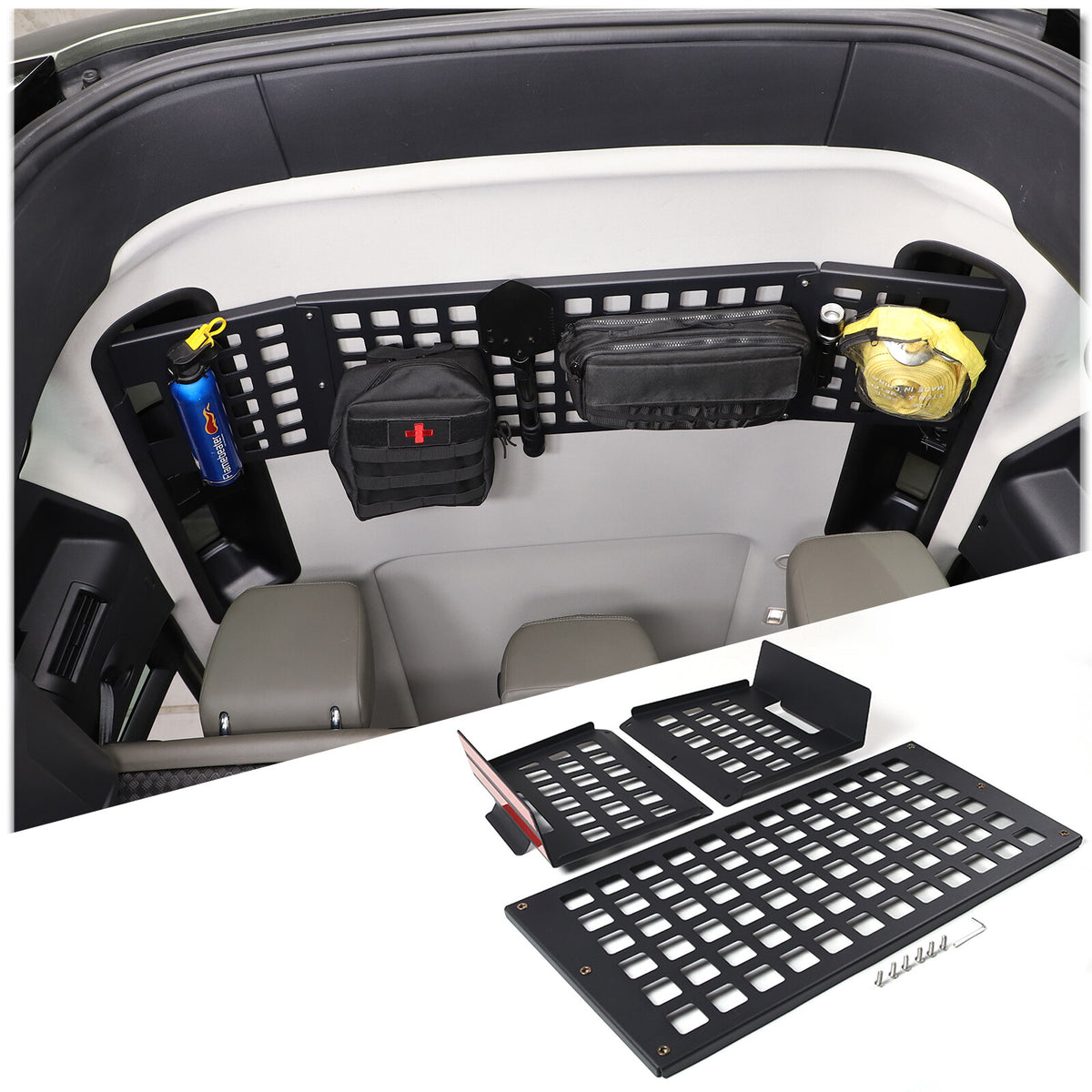 Front Roof Bag Storage Bracket Molle Panel Plate for Land Rover Defender 20-23 9
