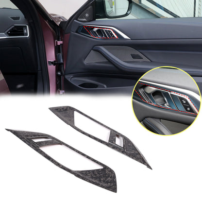 Forged Carbon Fiber Inner Door Handle Frame Cover Trim For BMW 4 Series 2022-24 1