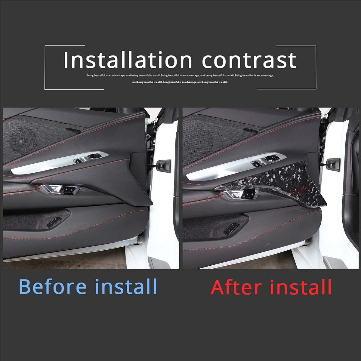 Forged Dry Carbon Fiber Interior Door Panel Cover Trim For Corvette C8 20-26 4