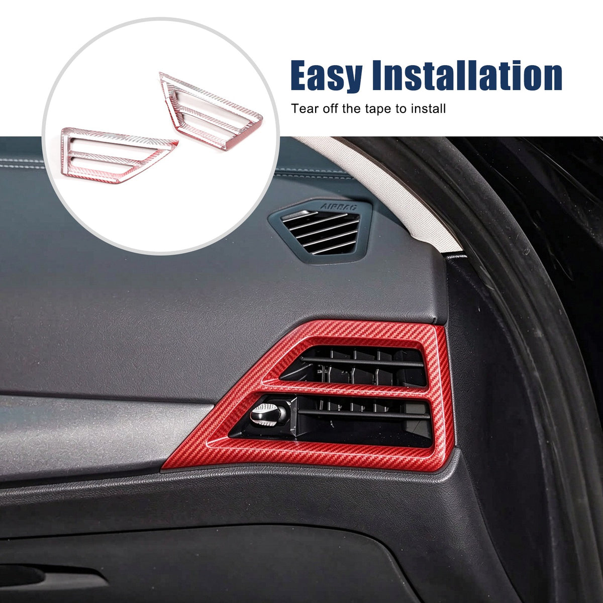 Red Real Carbon Fiber Side Air Vent Trim Cover For BMW 3 Series 2025+ 13