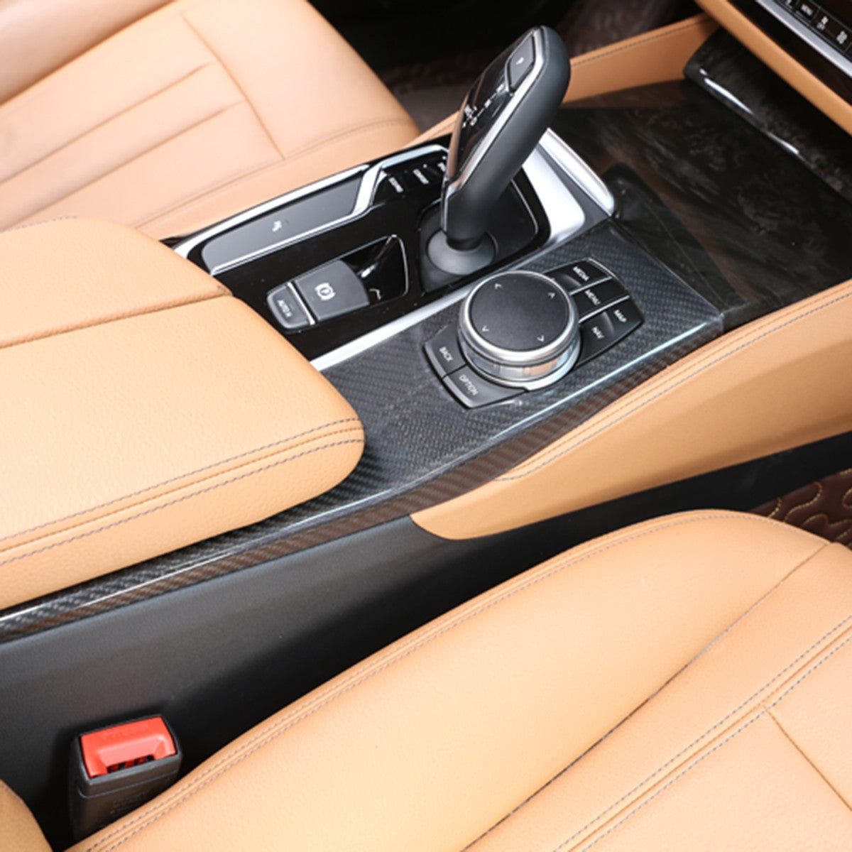Real Carbon Fiber Center Console Mode Knob Trim For BMW 5 Series G30 2018-22 US 3