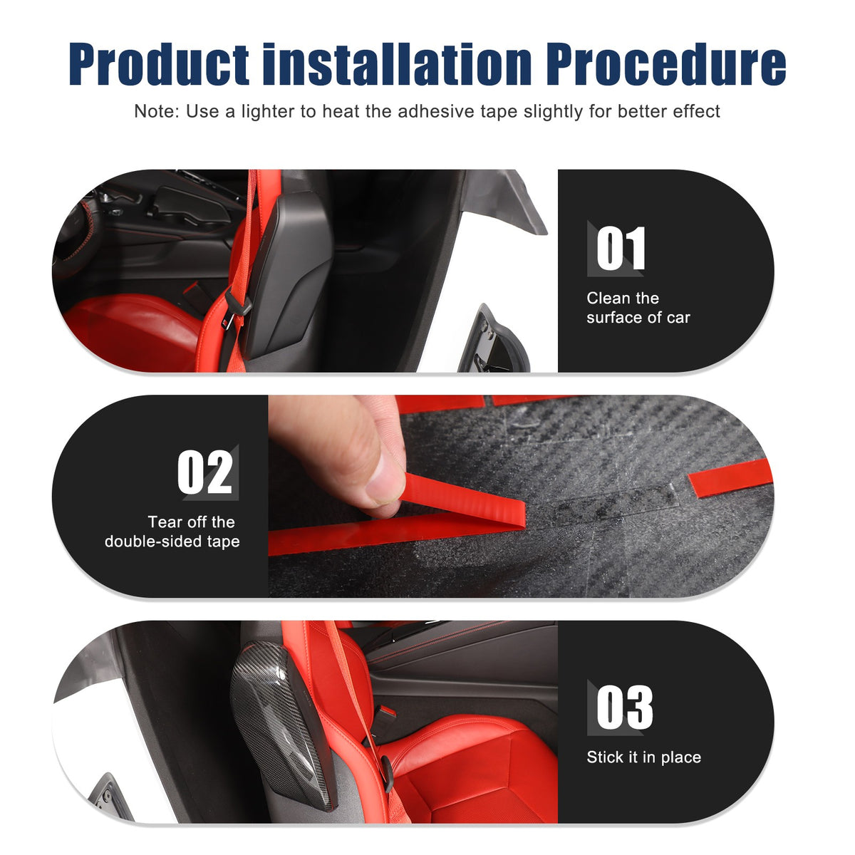 Real Dry Carbon Fiber Seat Side Cover Trim For Corvette C8 2020+ 4