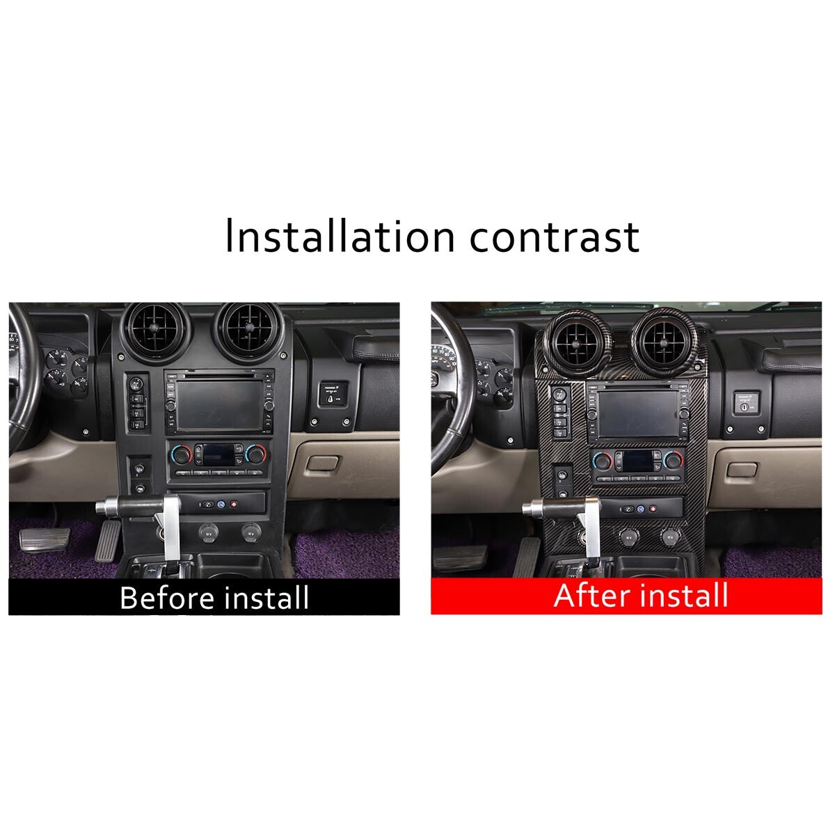 Carbon Fiber Color Interior Air Condition Panel Cover Trim For Hummer H2 03-07 4
