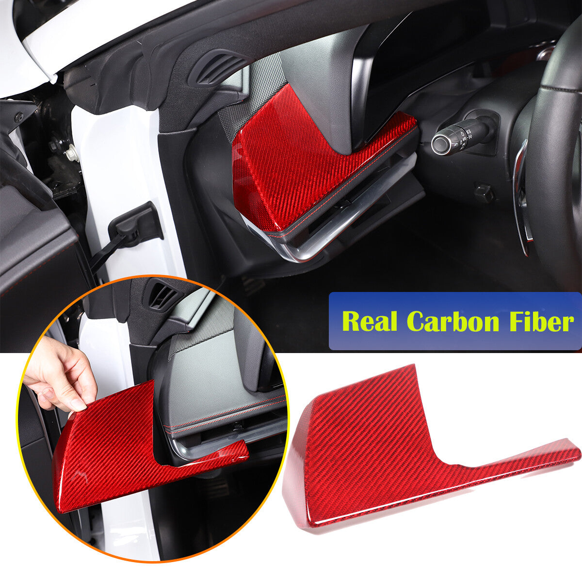 Red Real Carbon Fiber Full Interior Set Decor Trim Kit for Corvette C8 20-25 233