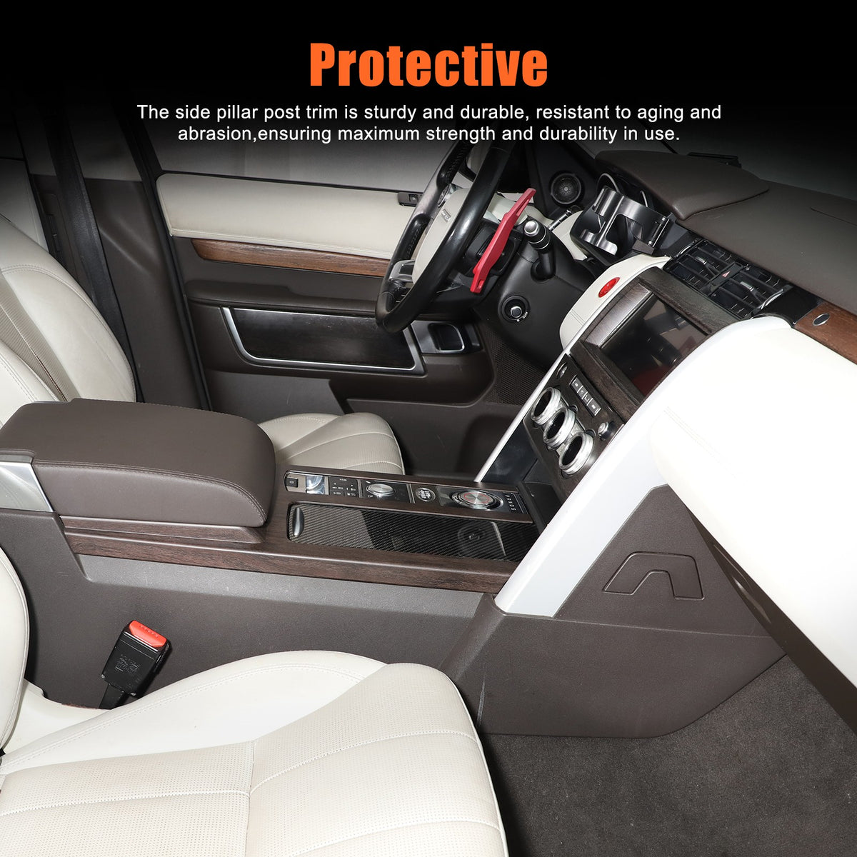 3pcs Wood Grain Center Console Trim Kit For Land Rover Discovery 5 L462 2017-20 21
