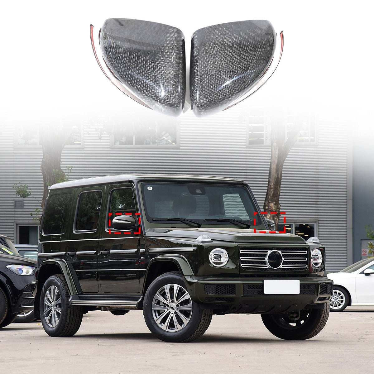 Honeycomb Real Carbon Fiber Rear View Mirror Cover Trim For Benz G500 G63 19-23 12