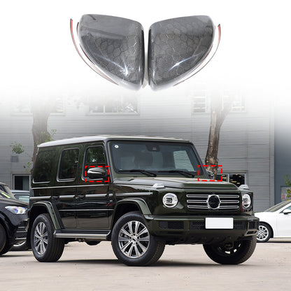 Honeycomb Real Carbon Fiber Rear View Mirror Cover Trim For Benz G500 G63 19-23 12