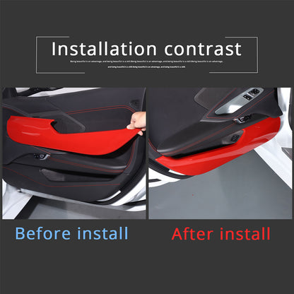 Sports Red ABS Interior Door Anti-kick Panel Cover Trim For Corvette C8 20+ US 18