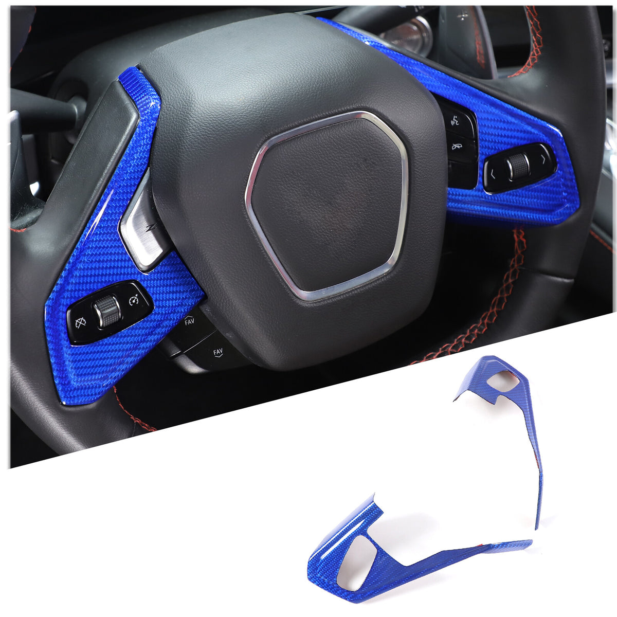 Real Carbon Fiber Steering Wheel Button Trim Cover For Corvette C8 2020-2026 - Variants 1-5 33