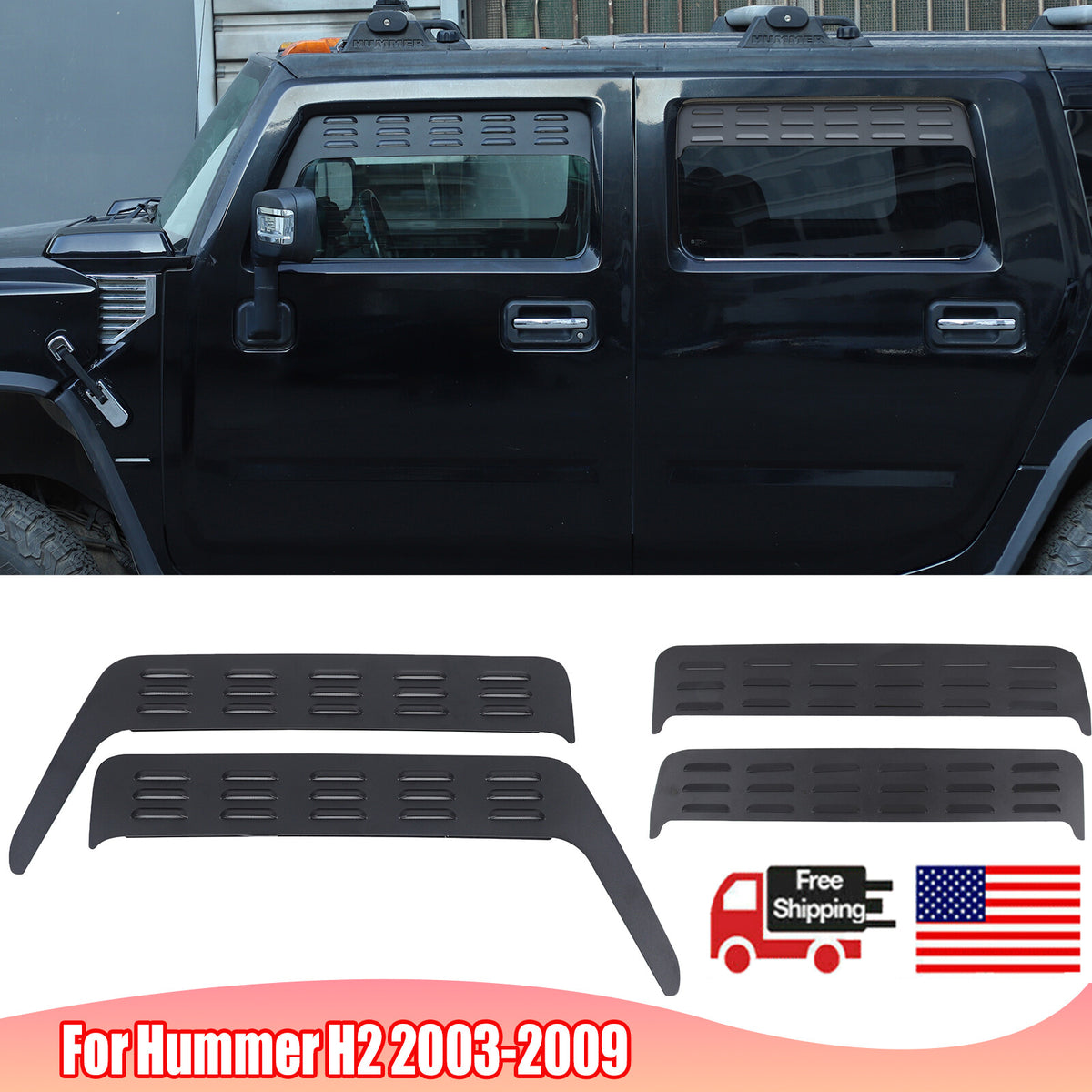 Front & Rear Window Glass Louver Air Vent Panel Trim For Hummer H2 2003-09 US 1