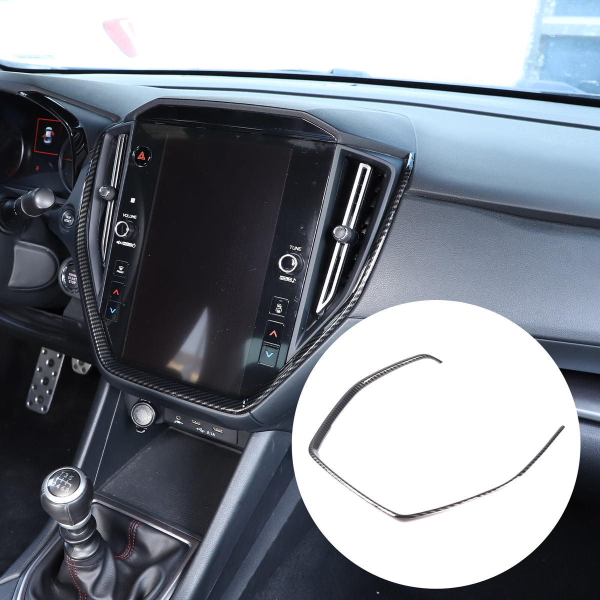 ABS Carbon Fiber Interior Center Console Cover Trim Set for Subaru WRX VB 22-24 3