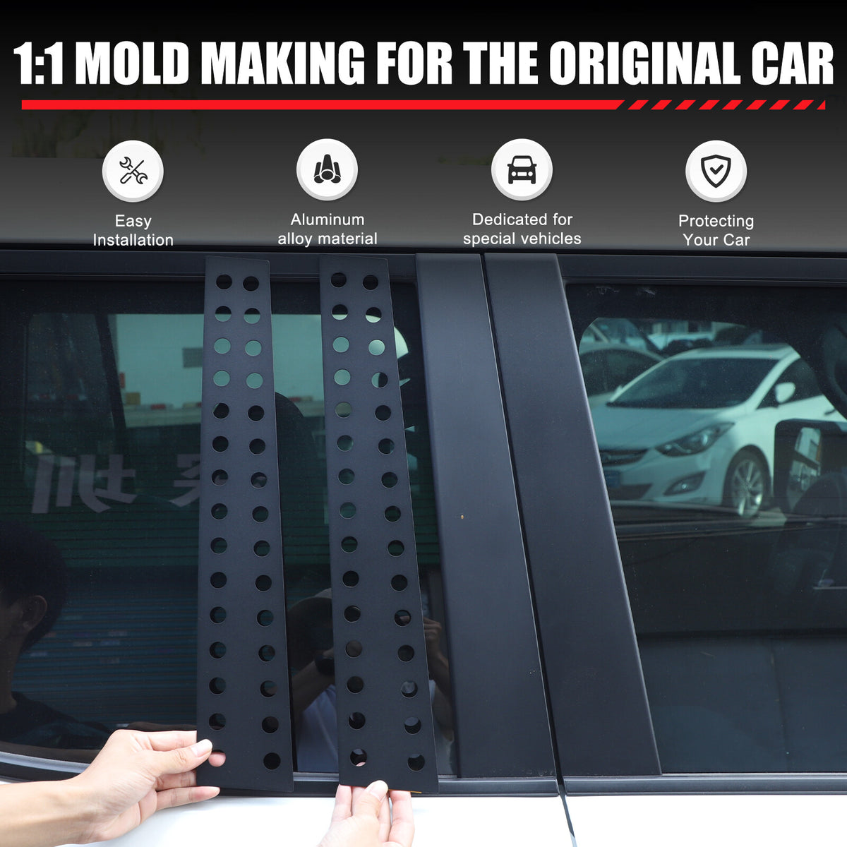 Black Alloy Window Center Pillar Trim Panel For Toyota Land Cruiser LC250 24+ 17