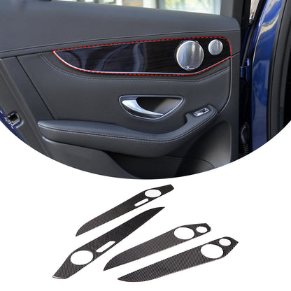 Real Carbon Fiber Interior Door Panel Trim For Benz C GLC Class W205 2014-20 7