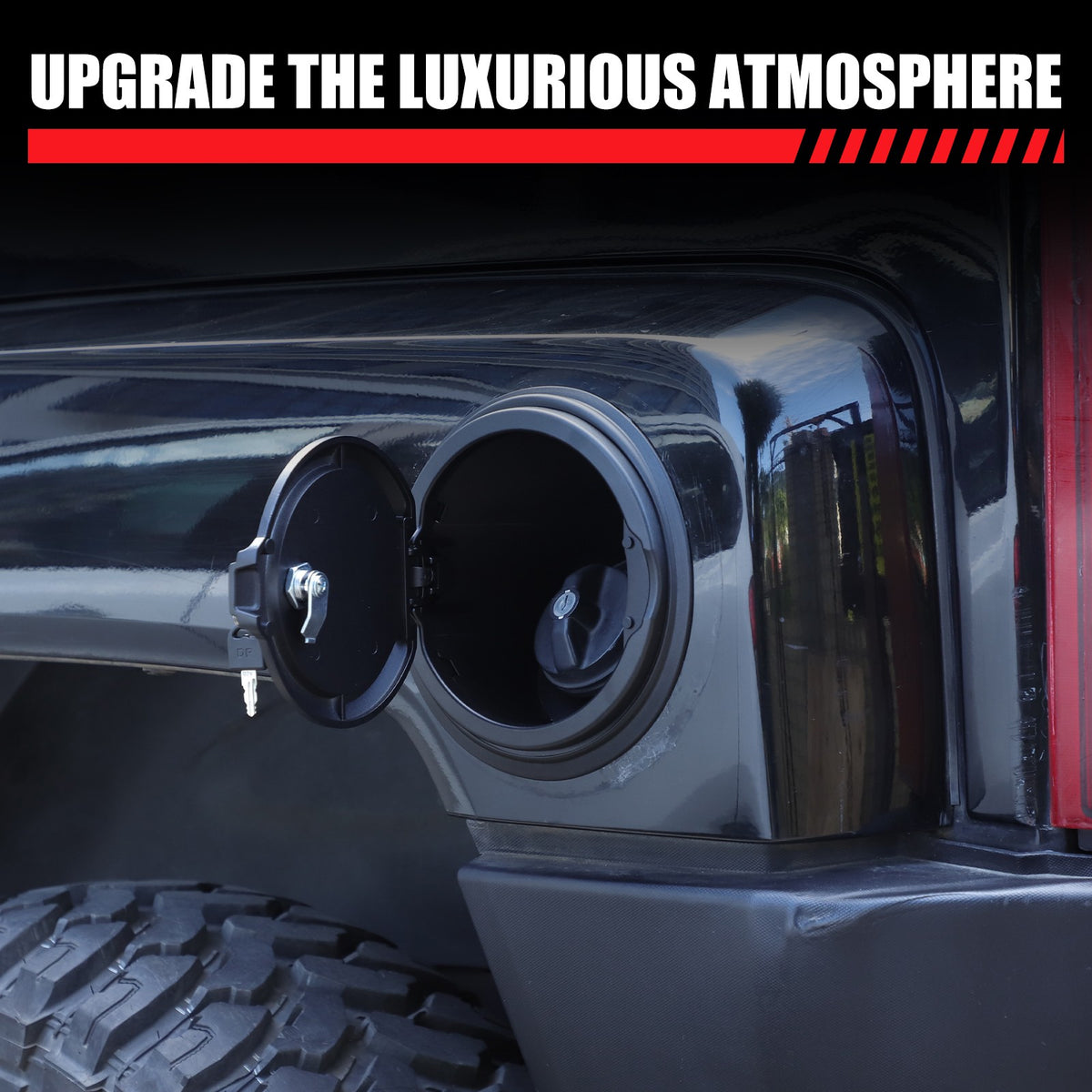 ABS+Aluminum Fuel Tank Lock Cover Trim Cap For Hummer H3 2005-2009 20