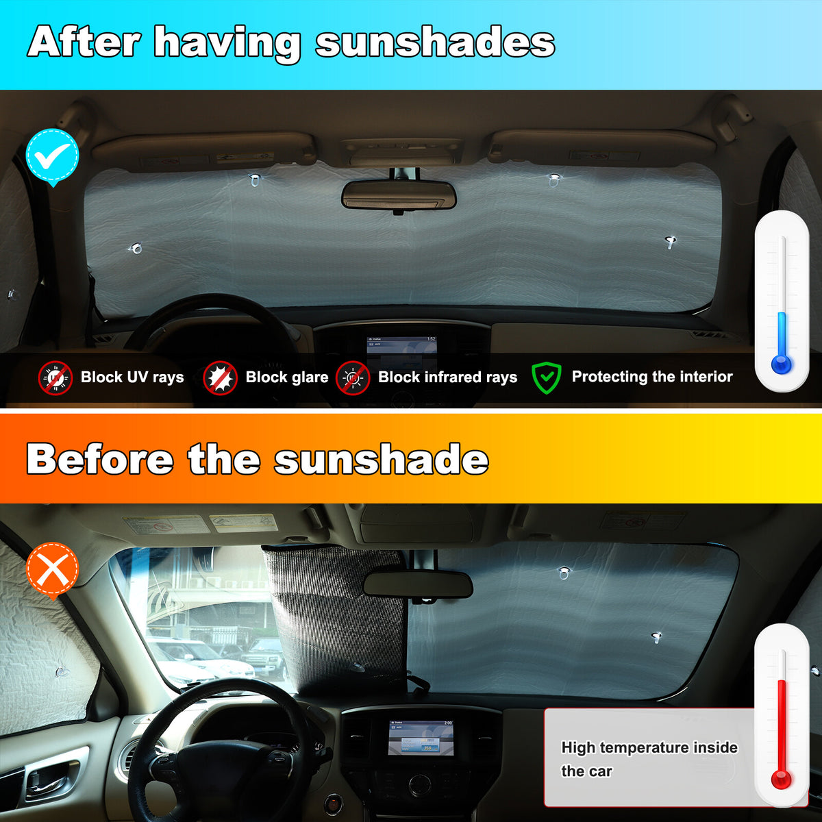 Car Full Window Sunshade Cover Shades Sun Visor for Nissan Pathfinder 13-18 US 18