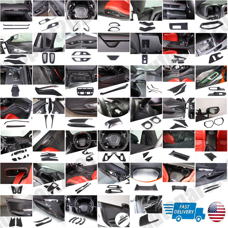 Carbon Fiber ABS Interior Decoration Cover Trim Kit For Corvette C8 2020-2025 - Styles 1-5 1