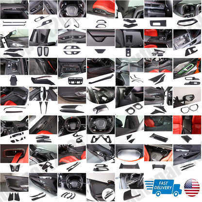 Carbon Fiber ABS Interior Decoration Cover Trim Kit For Corvette C8 2020-2025 - Styles 1-5 1