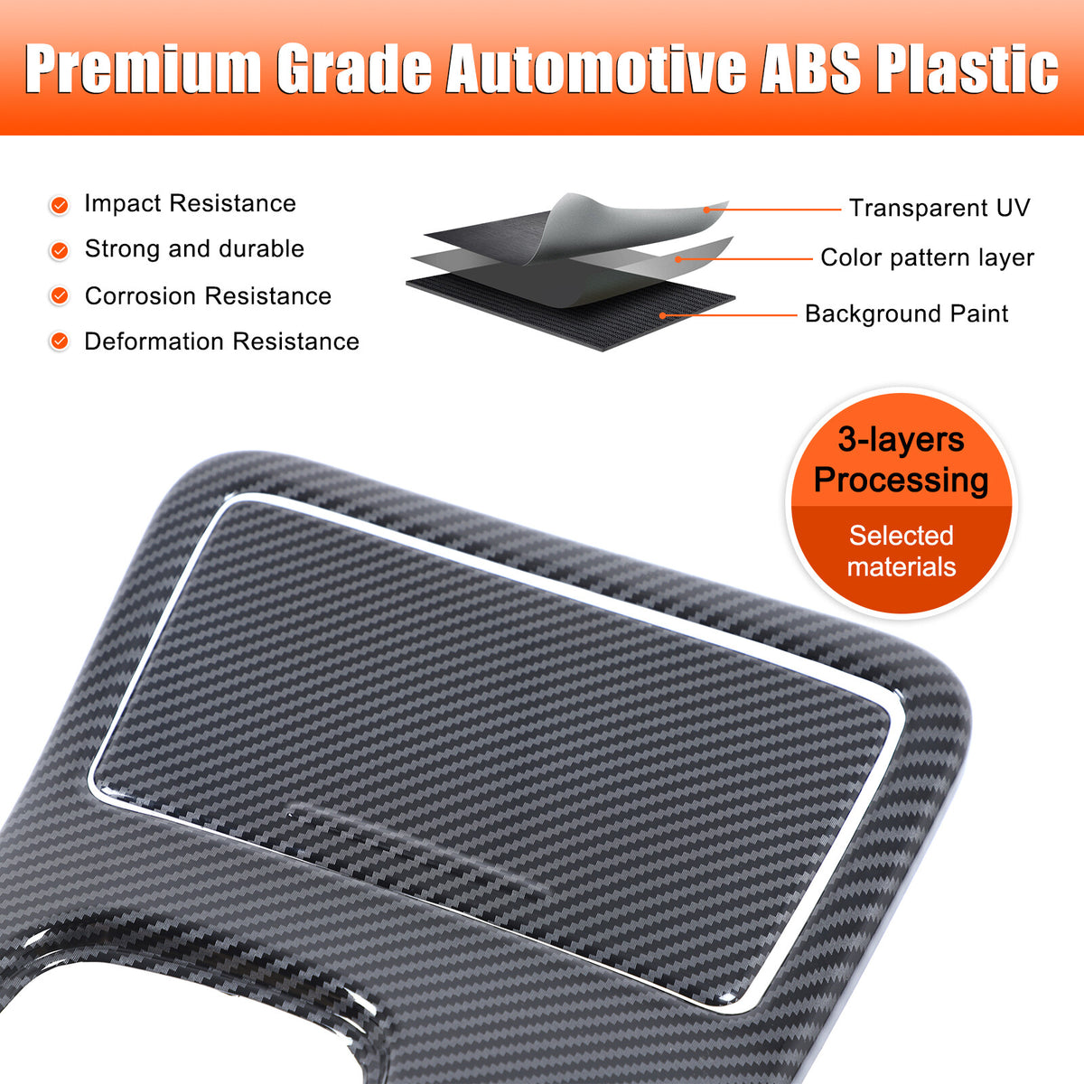 ABS Carbon Center Console Gear Shift Panel Trim For Mitsubishi Outlander 19-22 7