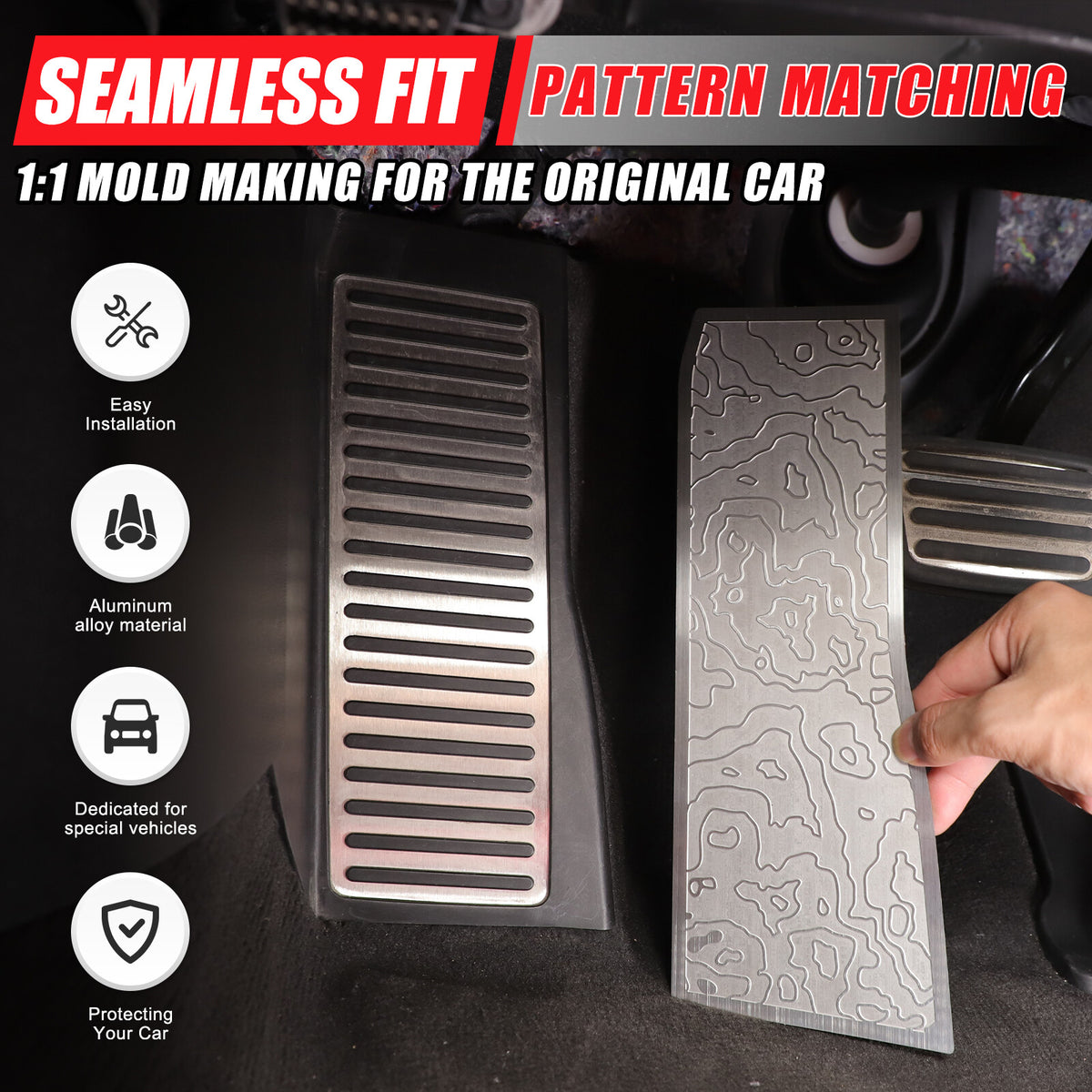 Silver Stainless Steel Left Foot Rest Pedal for Corvette C8 2020+ 5