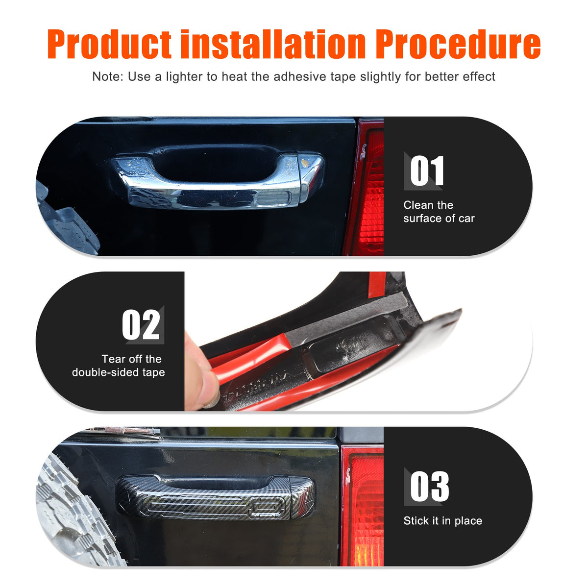 ABS Carbon Fiber Door Handle + Tailgate Cover Trim Bezel For Hummer H3 2005-2009 4