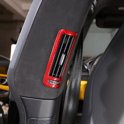 Red Carbon Fiber Car B Pillar Air Outlet Cover Trim For LAMBORGHINI URUS 18-23 4