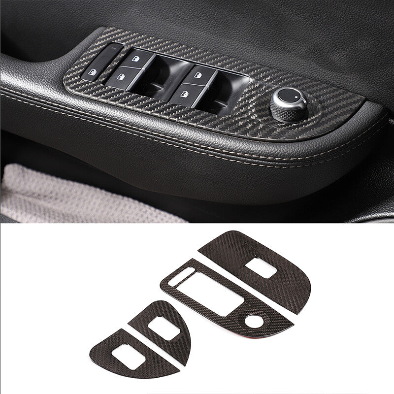 Real Carbon Fiber Window Switch Panel Trim For Alfa Romeo Giulia 952 2017-2020 1