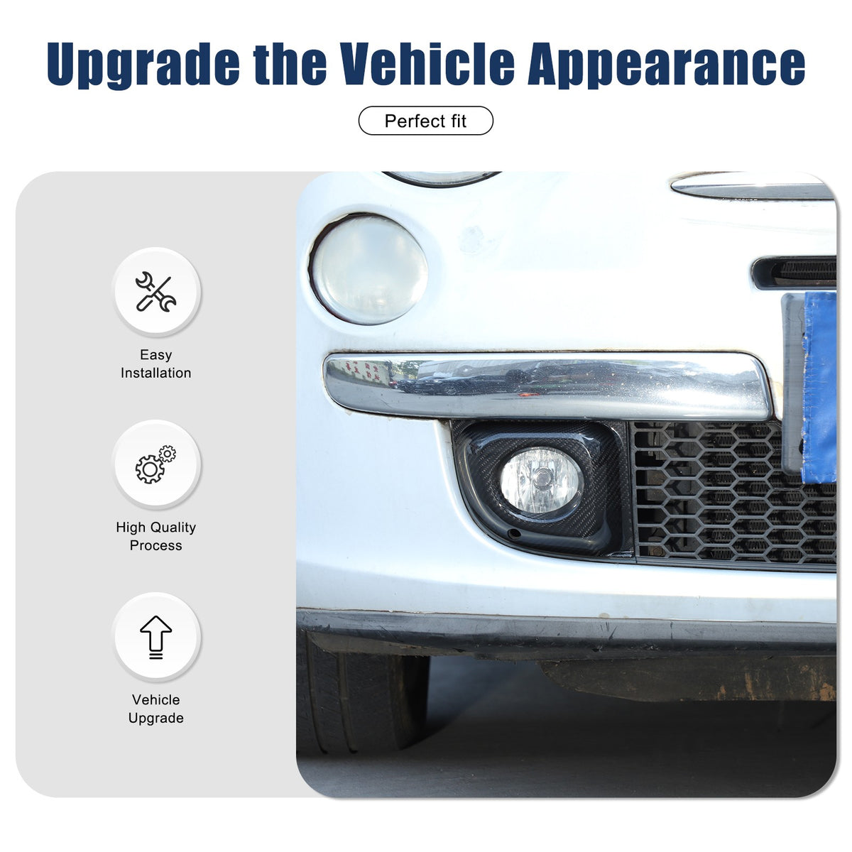 Real Carbon Fiber Front Fog Light Frame Trim For Fiat 500 312 2011-2015 14