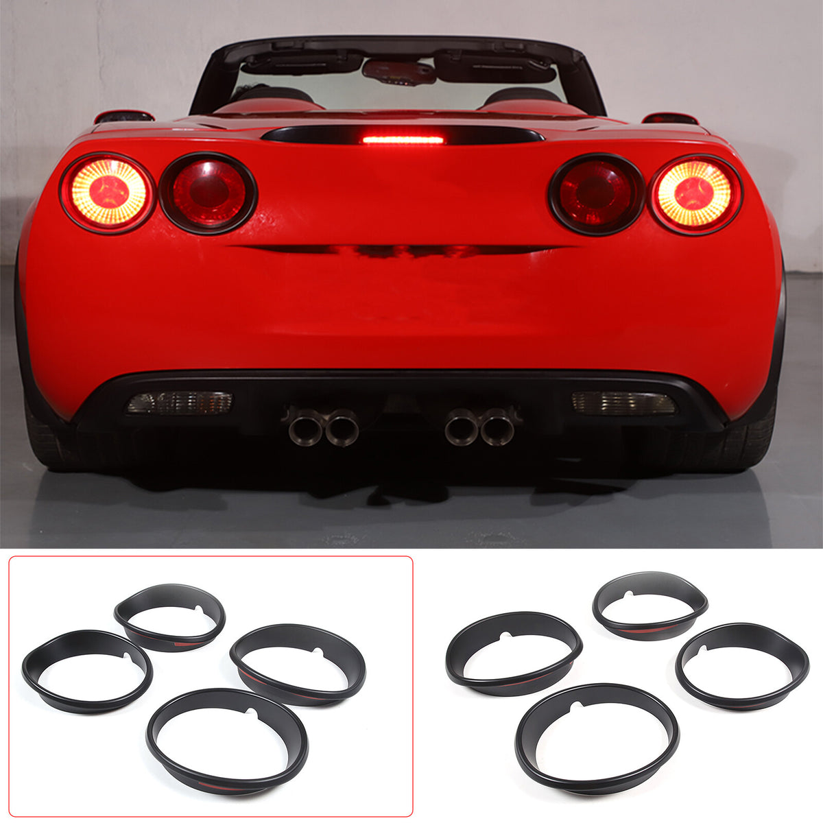 Matte Black Tail Light Lamp Cover Trim Ring Overlay For Corvette C6 2005-2013 18