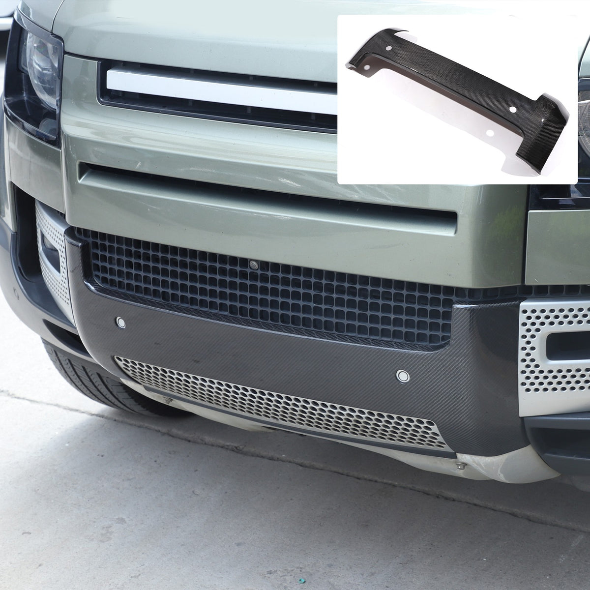 Real Carbon Fiber Front Bumper License Plate Base Trim For LR Defender L663 20+ 2