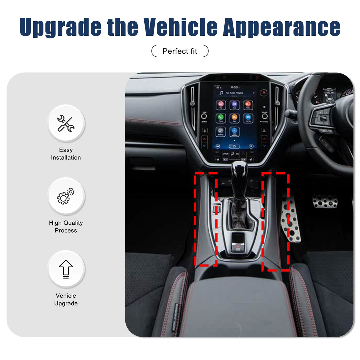Red Real Carbon Fiber Gear Shift Side Panel Trim For Subaru WRX VB AT 2022+ 15