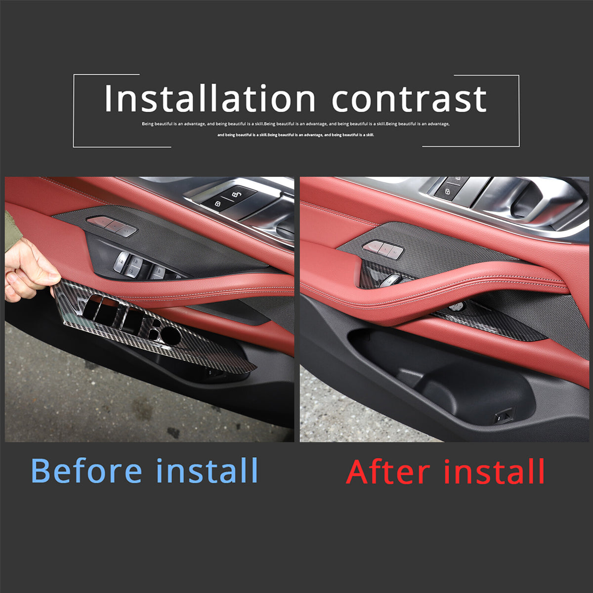 Window Lift Switch Trim Frame For BMW 4 Series 2021-2022 Carbon Fiber Style US 16