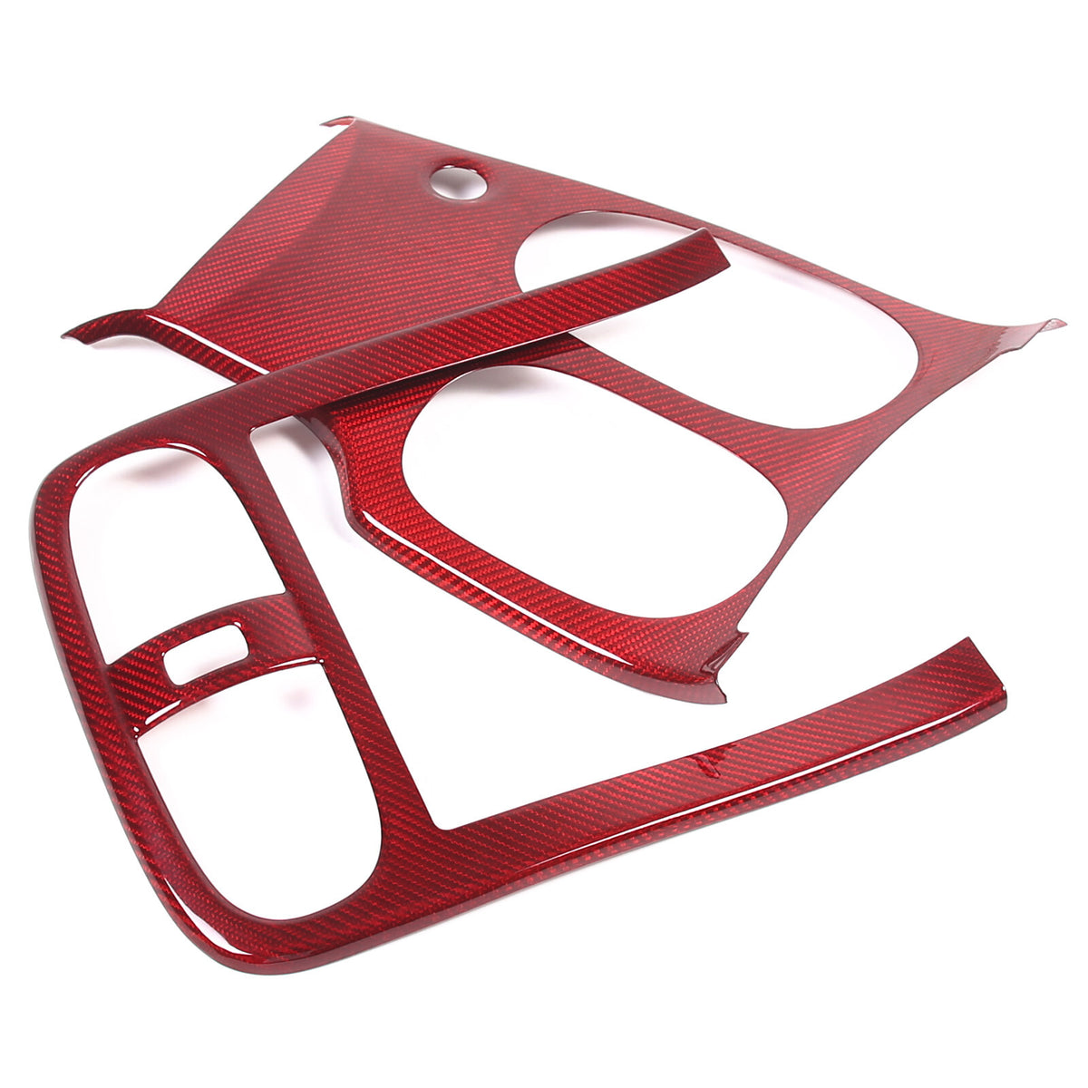 Red Real Carbon Fiber Center Console Panel Cover Trim Set For 05-13 Corvette C6 11