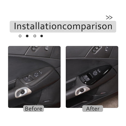 Glossy Black ABS Window Lift Button Trim Frame Cover Set For Corvette C6 2005-13 10