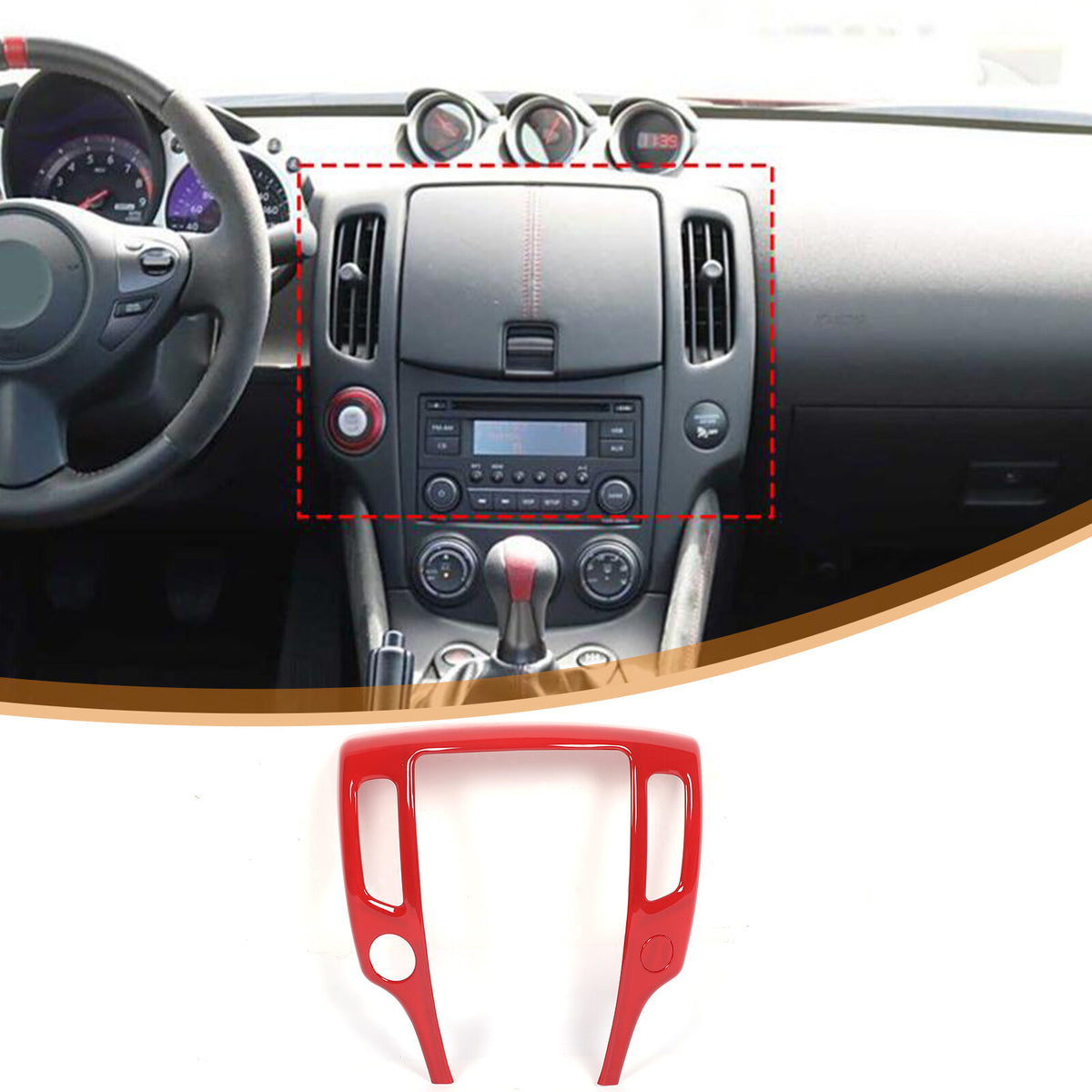Red ABS Center Console Air Outlet Panel Frame Trim For Nissan 370Z Z34 2009-20 6