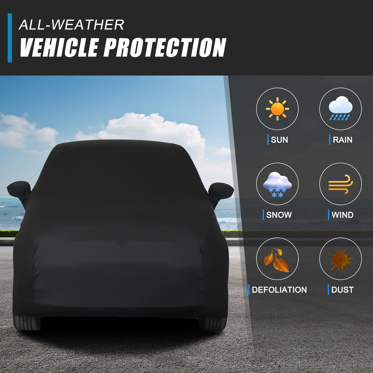 Car Protection Cover Waterproof Sun UV Snow Resistant For Fiat 500 2010-2022 US 7