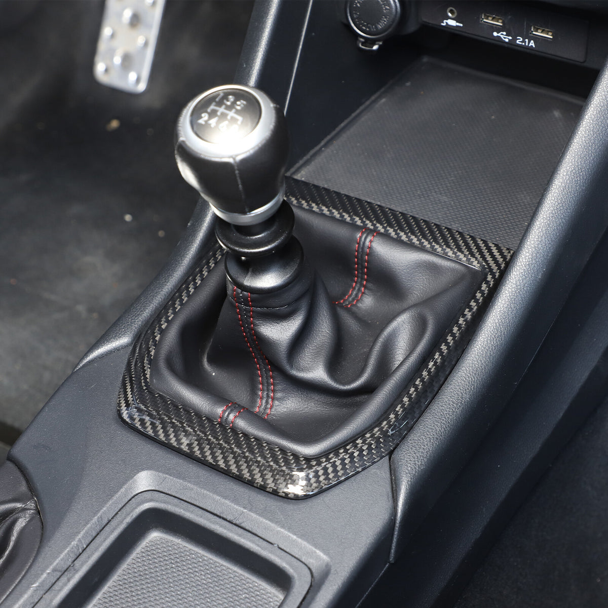 Real Carbon fiber Center Gear Shift Panel trim Cover for Subaru WRX VB MT 22+ 1
