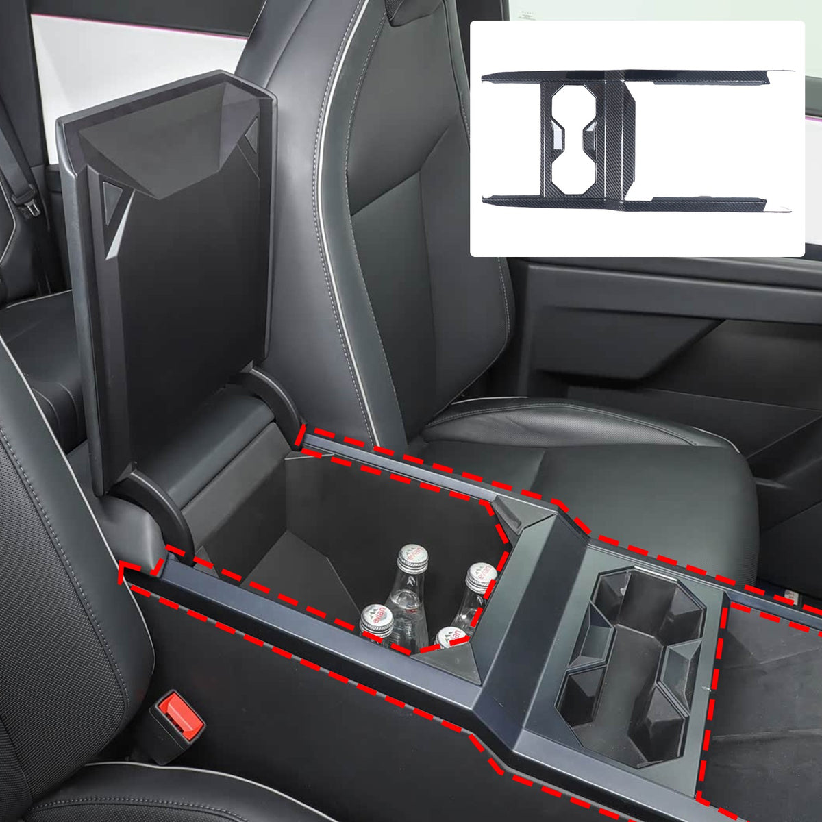 Real Dry Carbon Fiber Center Console Interior Trim For Tesla Cybertruck 2024+ 25