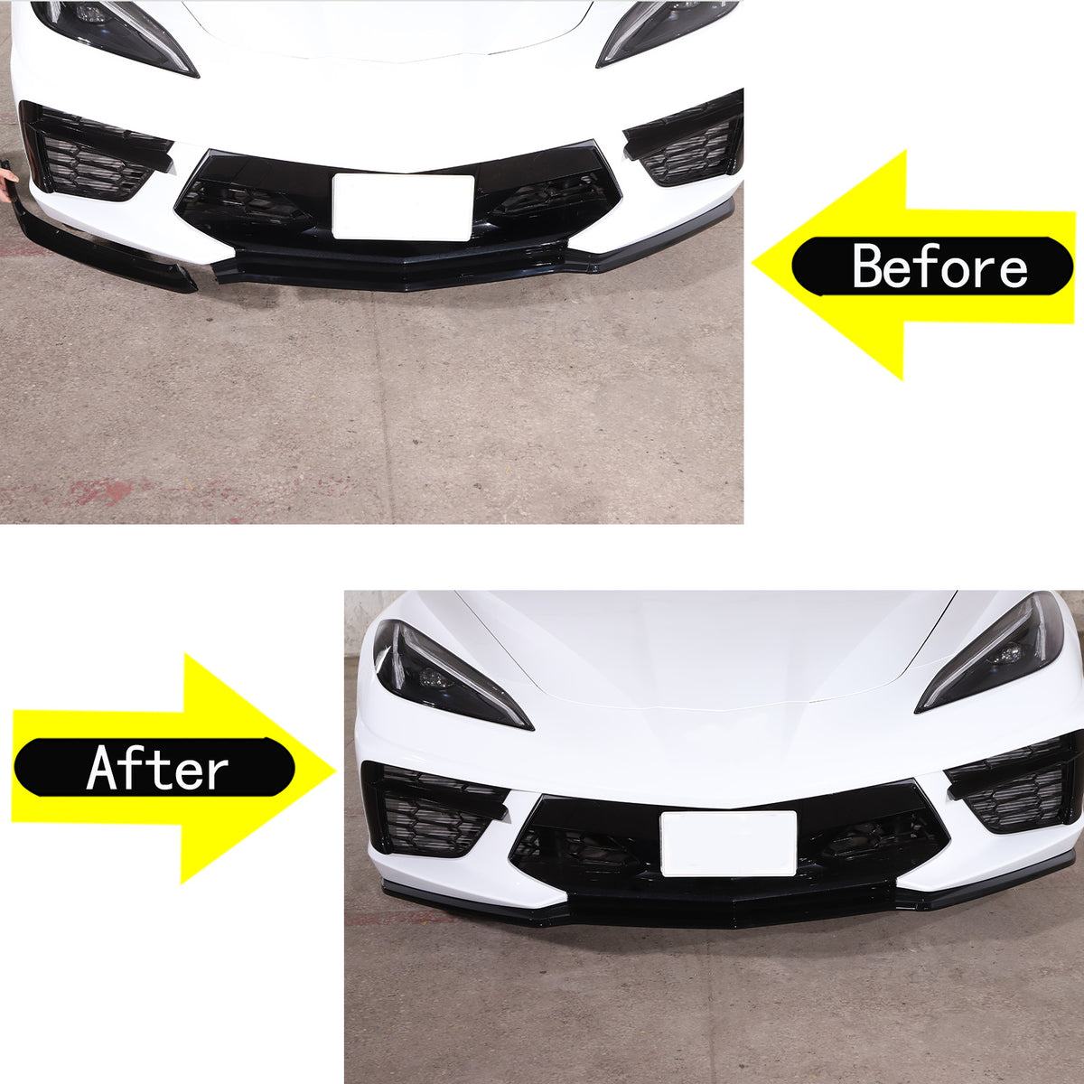 Replacement Glossy Black Front Bumper Lip Spoiler For Corvette C8 2020-2025 12