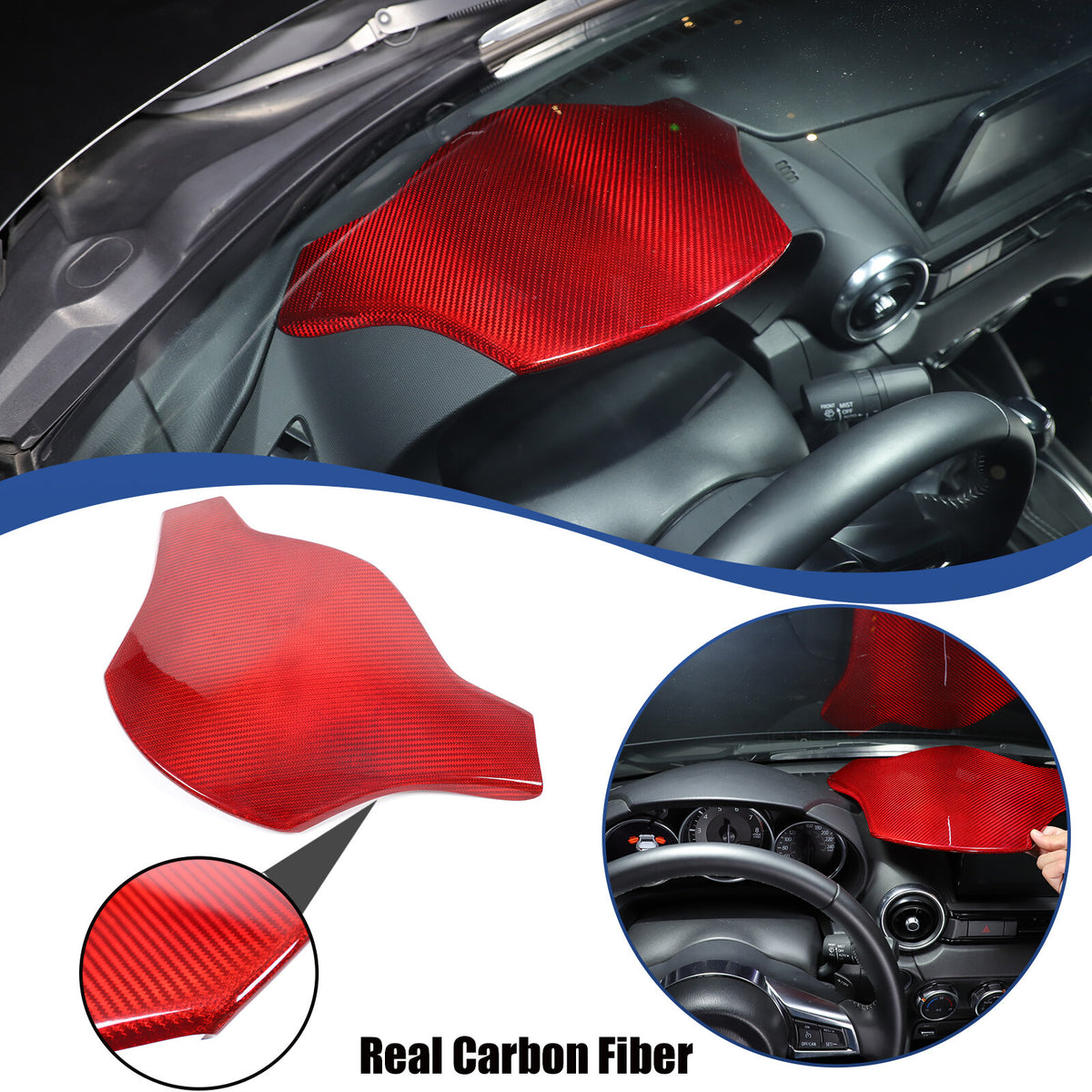 Real Carbon Fiber Interior Dashboard Instrument Trim For Mazda MX-5 Miata 16-23 1