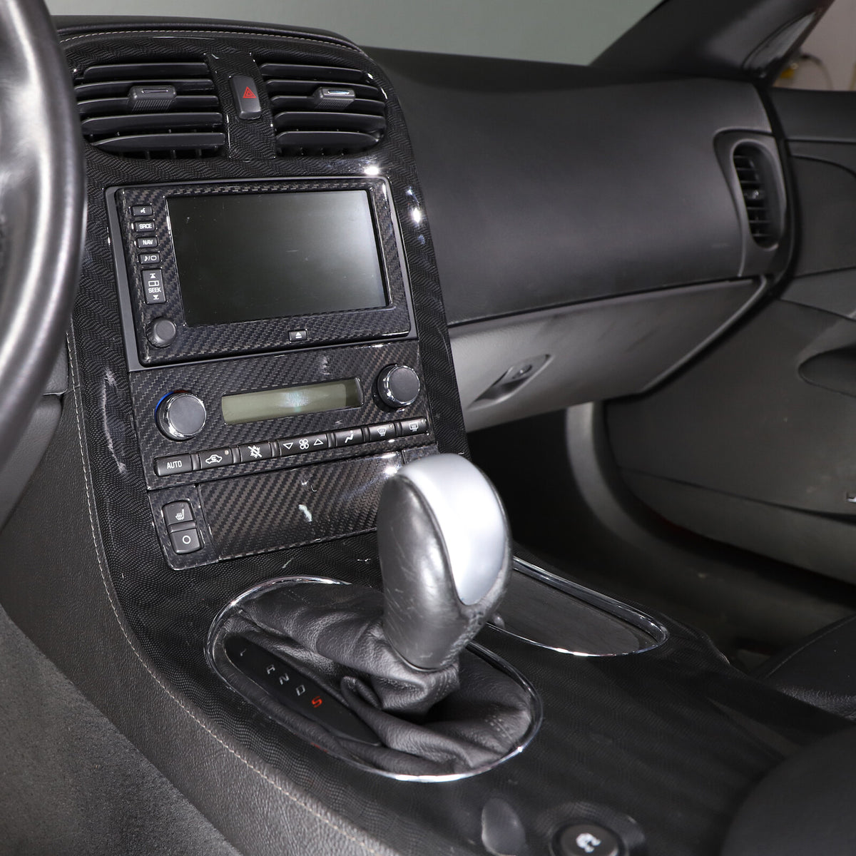 Real Carbon fiber Center Console Navigation Panel Cover Trim For Corvette C6 5