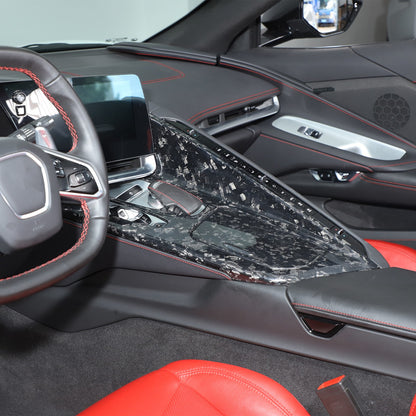 Forged Real Carbon Fiber Center Gear Shift Panel Trim For Corvette C8 2020+ 13