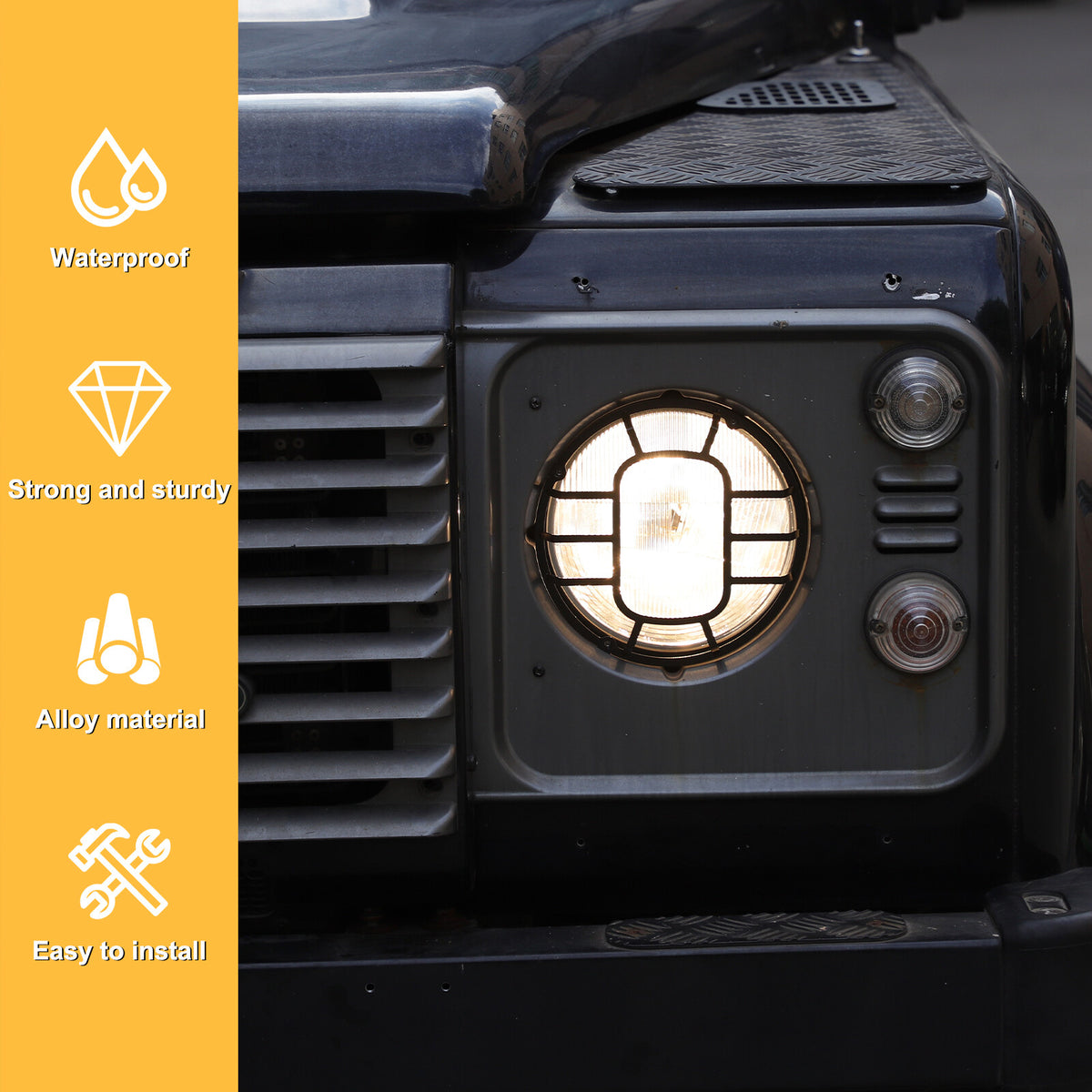 Front Lamp Headlight Cover Guard Net Trim For Land Rover Defender L316 2004-19 14