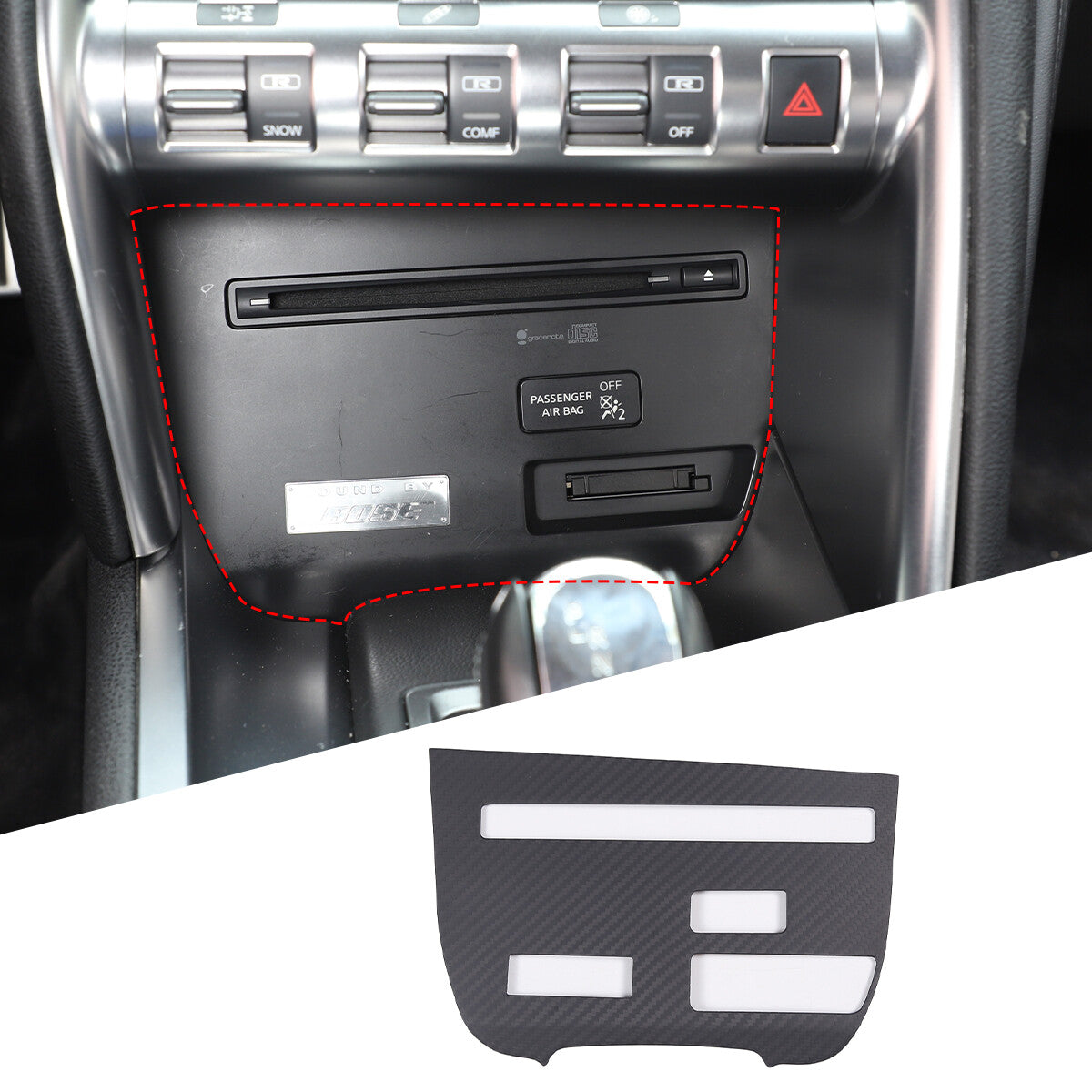 Matte Carbon Fiber Center Console CD Panel Frame TrimFor Nissan GTR R35 2008-16 2
