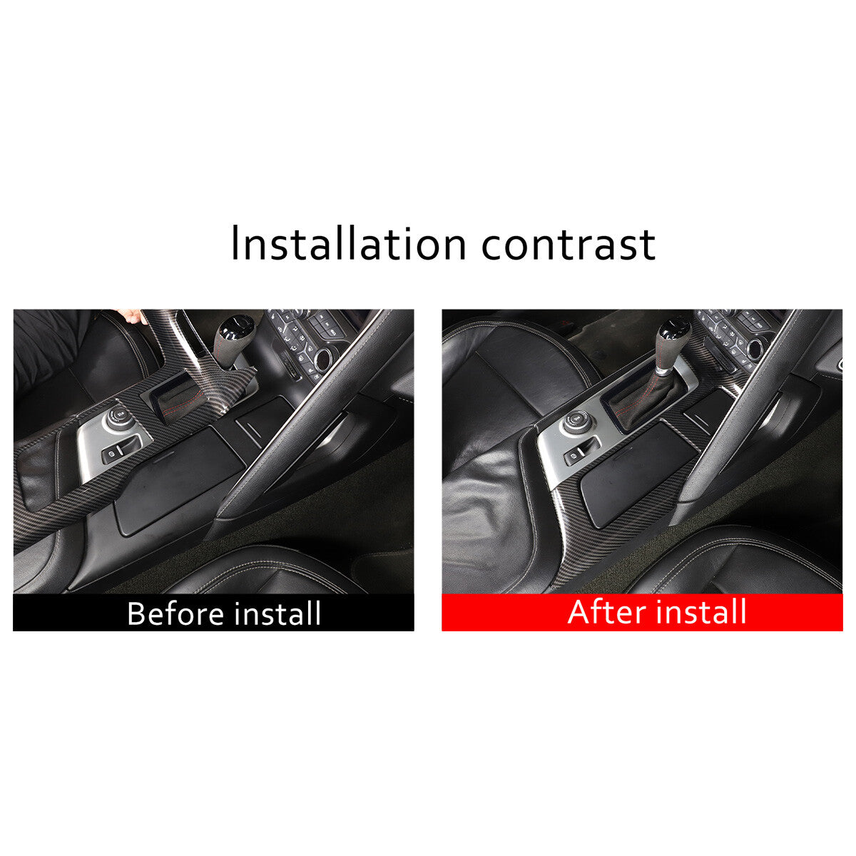 2pcs Carbon fiber ABS Interior Gear Shift Panel Cover For Corvette C7 2014-2019 6