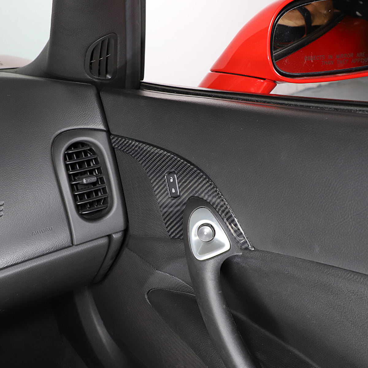 Real Dry Carbon Fiber Interior Door Lock Button Trim Cover For Corvette C6 05-13 4