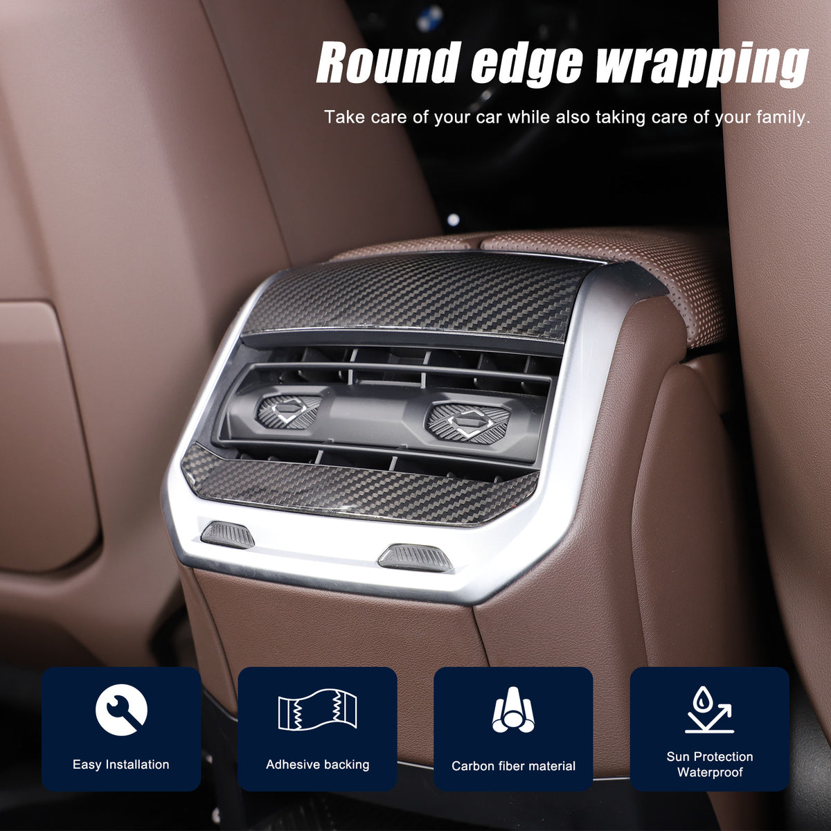 Real Carbon Fiber Rear Air Vent Outlet Cover Trim For BMW 7 Series G70 2023-2024 13